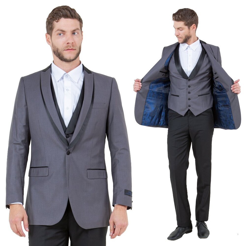 Bryan Michaels Slim Fit 3-PC Tuxedo, Gray